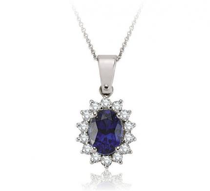1.18 ct. Pırlanta Safir Kolye